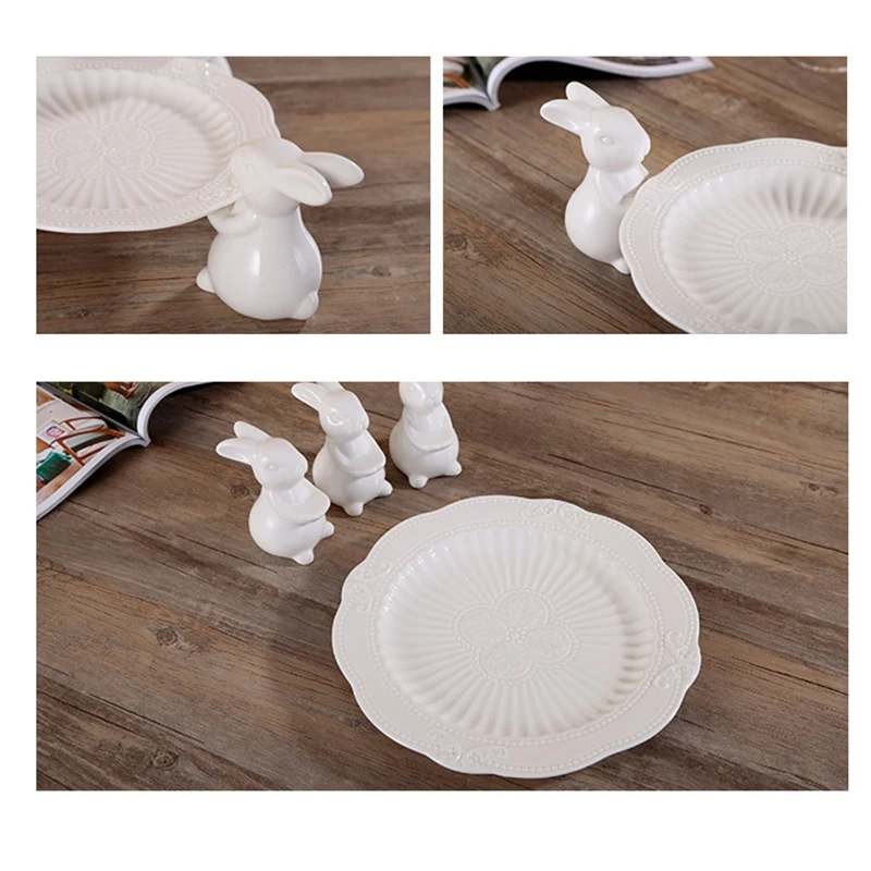 

Cake Plate Ceramic White Rabbit Foot Holder Creative Home Decoration Ceramic Decoration Ornaments Tea Set Pastry Tray