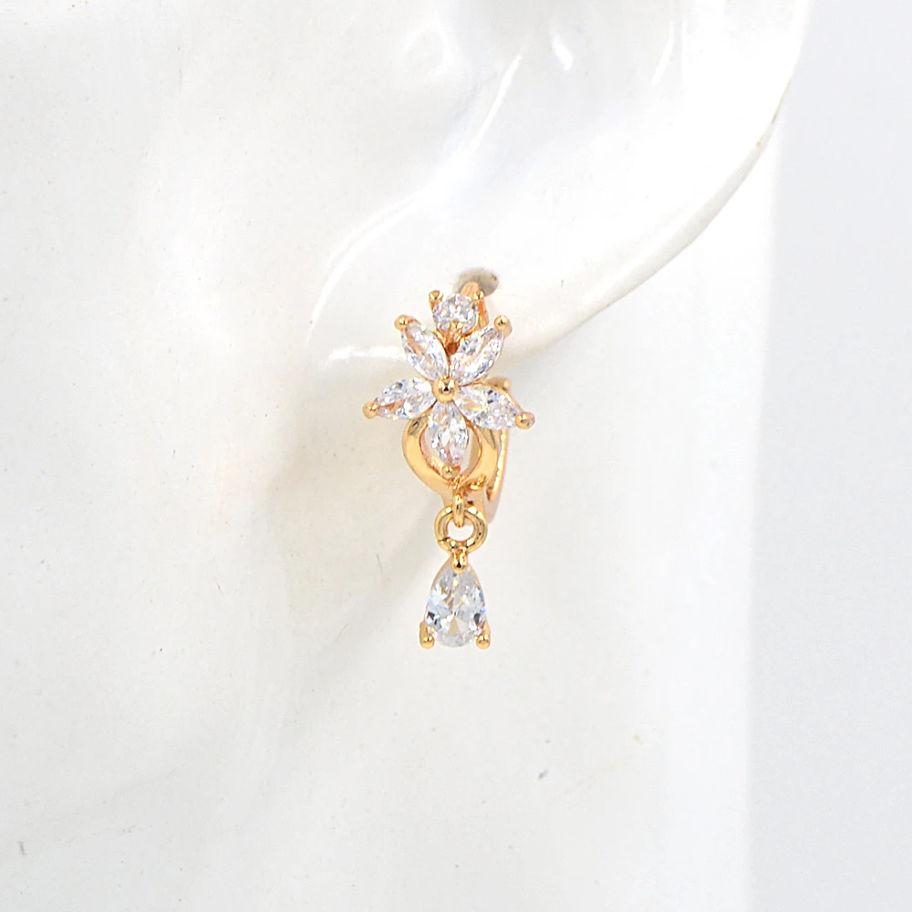 Модные женские серьги золотого цвета с прозрачным кубическим цирконием CZ