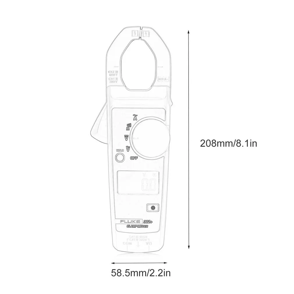 

F302+ Digital Clamp Meter Multimeter DC/AC Ammeter Voltmeter Ohm Resistance Continuity Tester Data Hold Auto power off