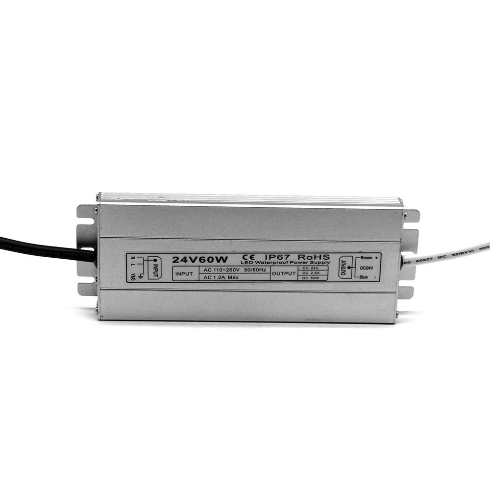 Водонепроницаемый IP67 DC24V 60 Вт 100 120 150 Светодиодный источник питания импульсный