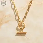 SOMMAR Новое поступление 18KGP Золото Нержавеющая сталь заполненный кулон для женщин круговой и замок чокер Рождественский подарок