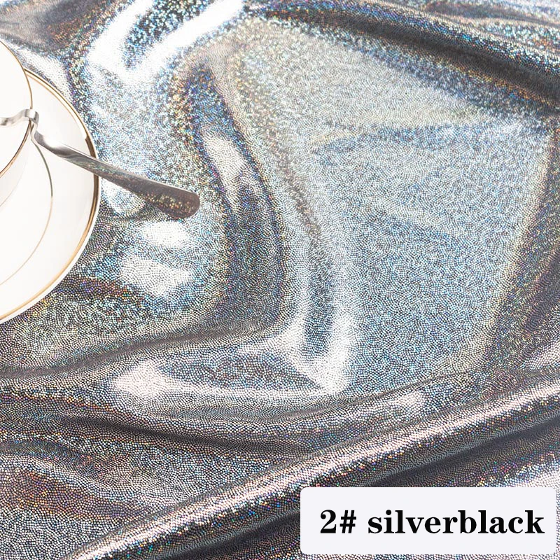 silver black 160X100 см стрейч танцевальная сцена блестящая ткань Африканский Tissus лоскутное Тюль Свадебные вечерние украшения марлевая ткань - Цвет: silver black
