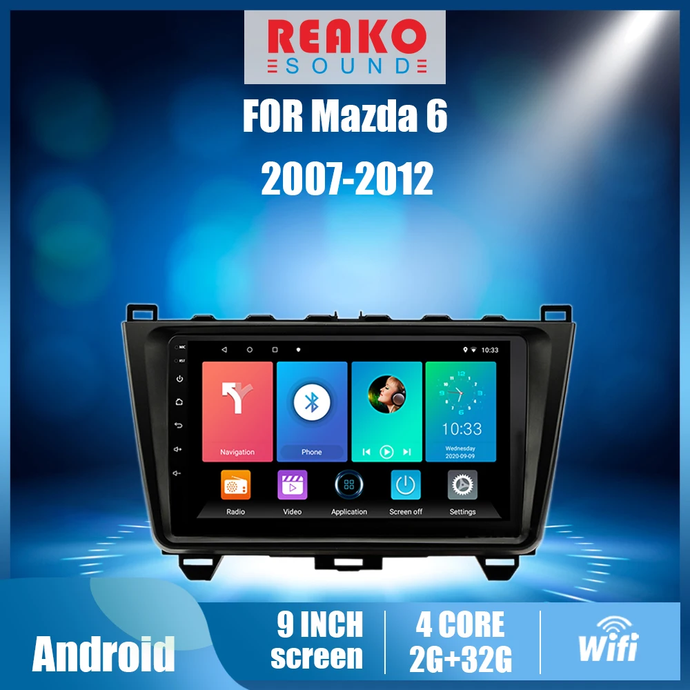 

REAKOSOUND 2Din 9'' For Mazda 6 2007-2012 Car Stereo Radio WIFI GPS Navigation Multimedia Player Autoradio Head Unit WIth Frame