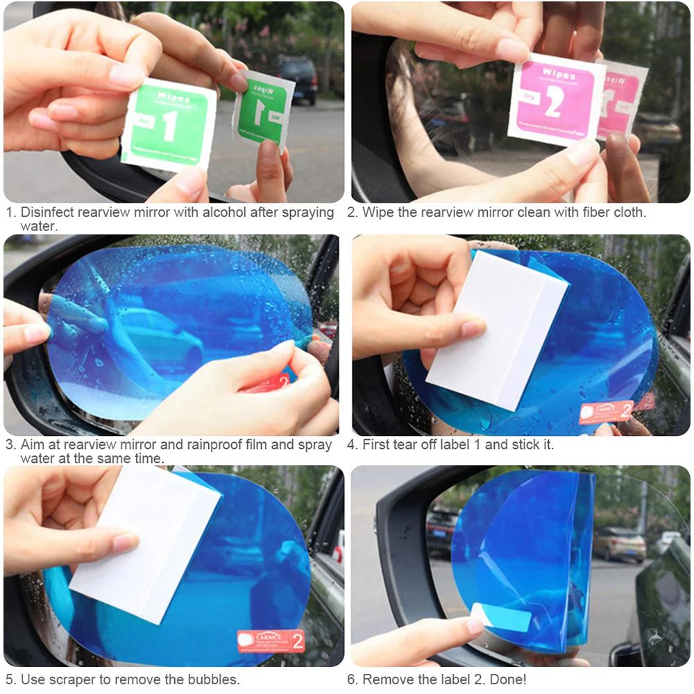 4 шт./комплект пленки на передние боковые стекла автомобиля и зеркала с защитой от