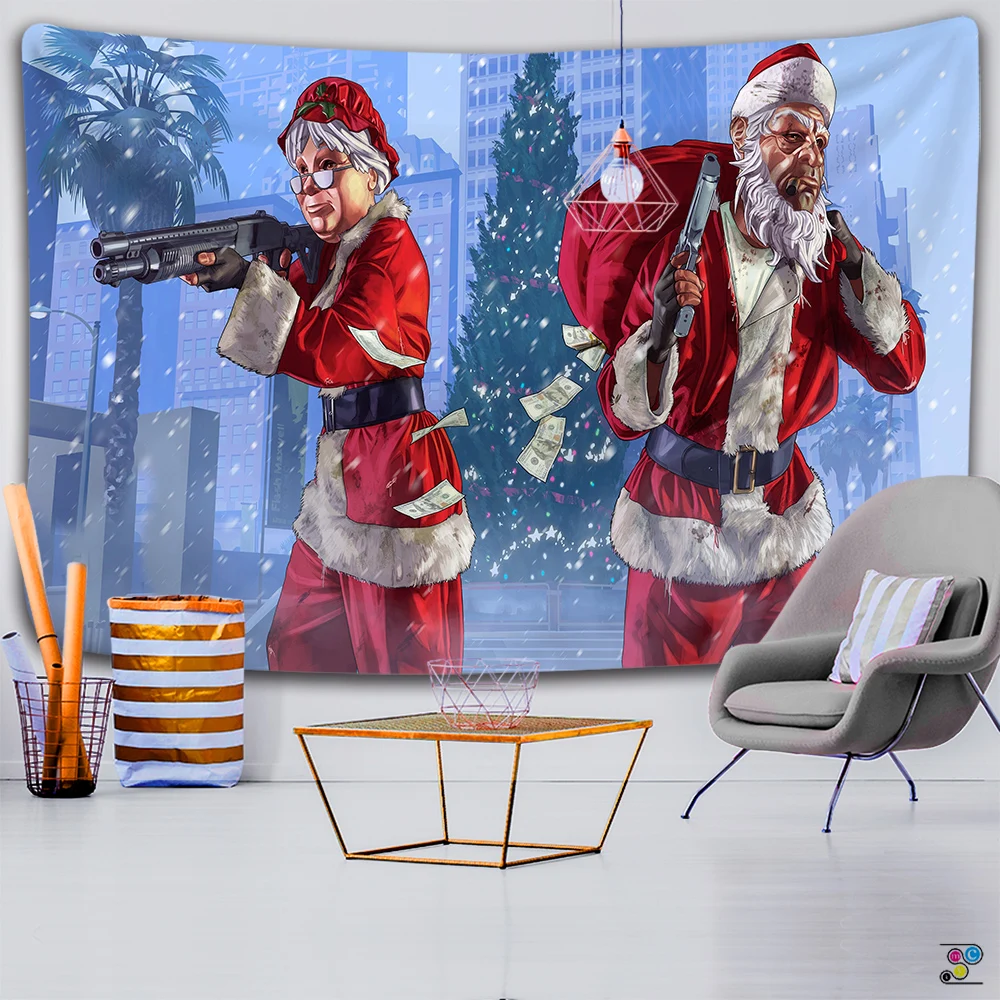 Рождественские подарки Санта-Клауса олень белоснежный гобелен коврик для йоги