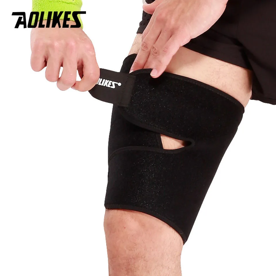 

AOLIKES 1Pc Thigh Brace Support Hamstring Wrap Compression Sleeve Trimmer for Pulled Hamstring Muscle Sprains Strains Quadriceps
