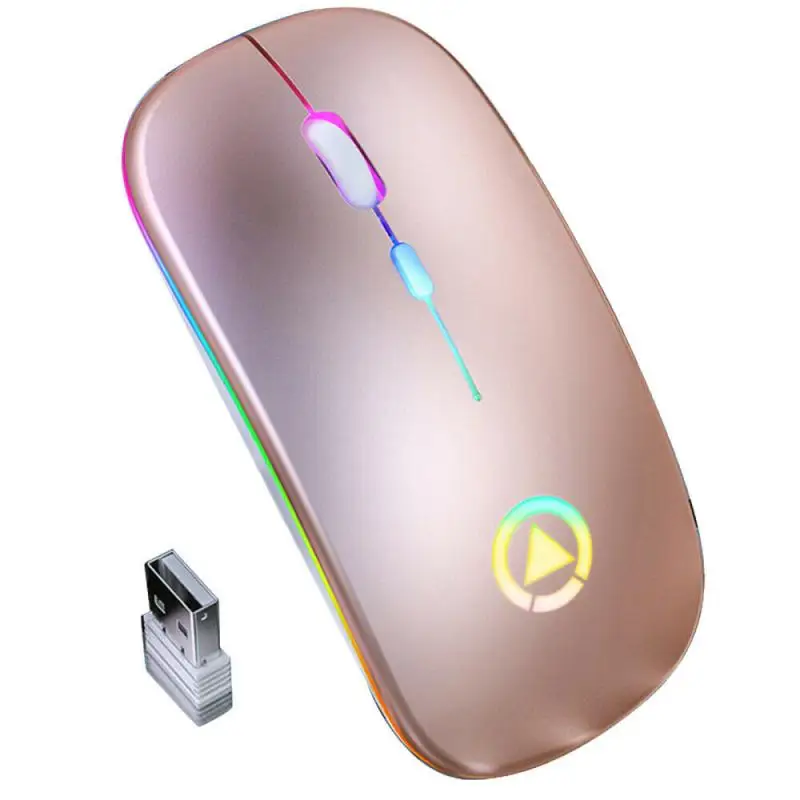 

Ultra-thin LED Colorful Lights Rechargeable Mouse Mini Wireless Mute USB Optical Ergonomic Gaming Mouse Notebook Computer Mouse