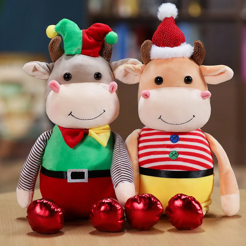 

35cm Funny Cattle Plush Doll Toys Animal Christmas Clown Cow Cartoon Plush Stuffed Toys Kids Animal Toys Children Christmas Gift