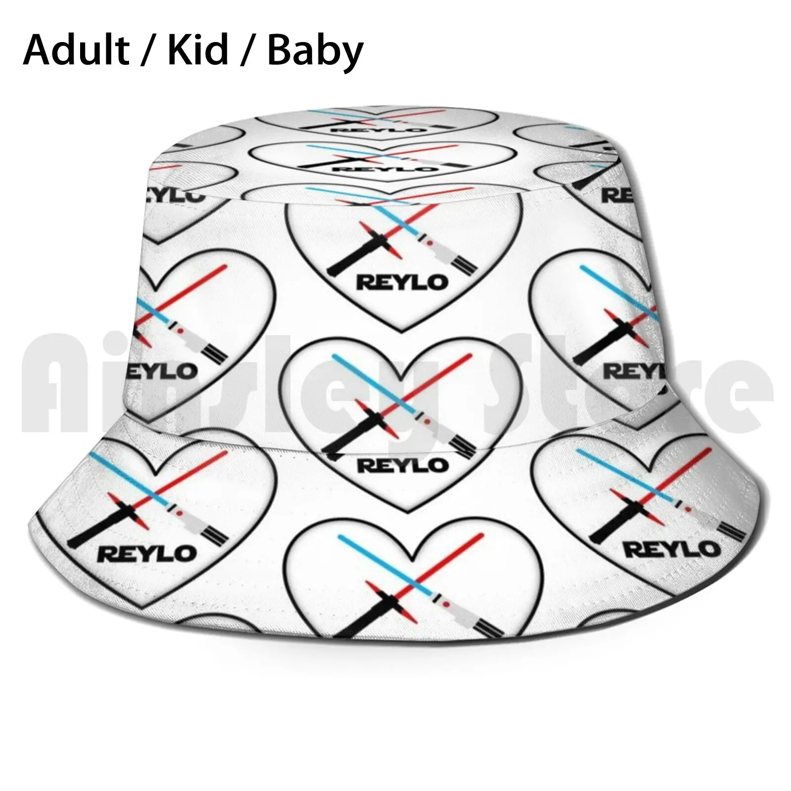 

Reylo Heart - White Sun Hat Foldable UV Protection Reylo Rey Kylo Ren Hearts