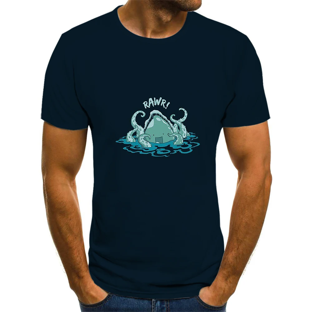 

Новинка 2021, летняя модная футболка с глубоководным 3D-принтом, с коротким рукавом, Лидер продаж, простая и просторная футболка в уличном стил...