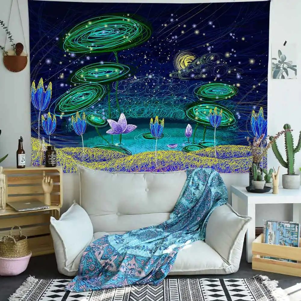 Симсант психоделический Звездный гобелен с изображением неба цветок лотоса