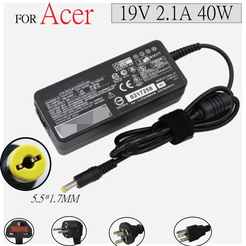 

Genuine 19V 2.1A 40W 5.5x1.7mm ADS-40SG-19-3 ADP-40PH BB Power Supply AC Adapter For ACER LCD Monitor S220HQL D255 ES1 Charger