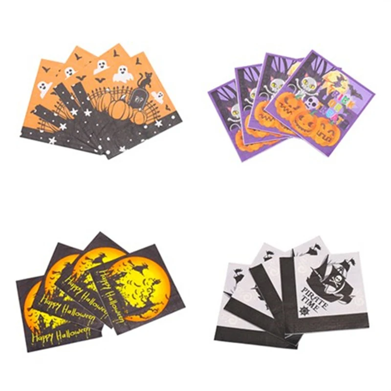 

20pcs Halloween Themed Party Napkins Happy Halloween Party Decorations Supplies All Saints' Day Home Party Paper Napkin