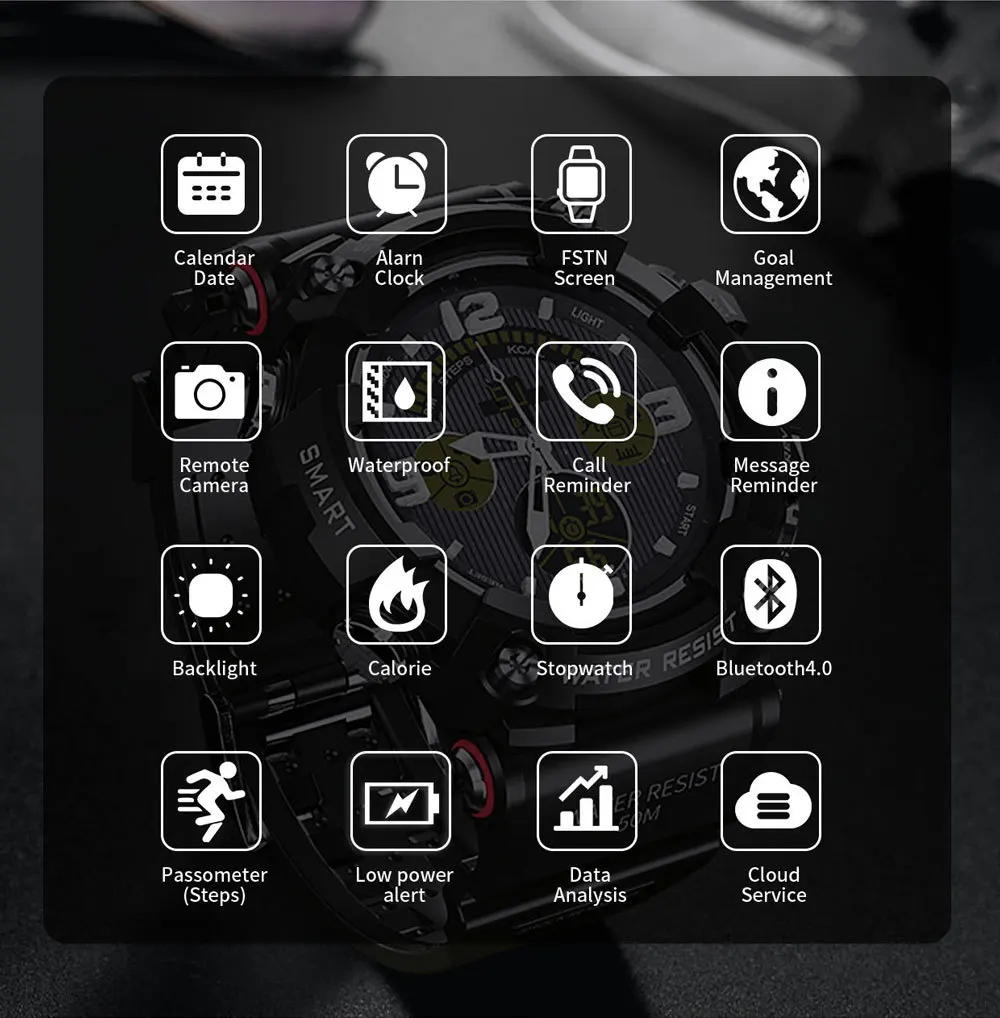 New Men's Quartz Outdoor Sports Watch Support Mobile Phone Bluetooth Pedometer Christmas Gift Birthday Gift