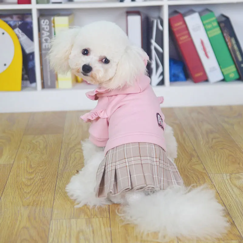 Одежда для собак теплые платья на осень и зиму многоцветная плиссированная юбка