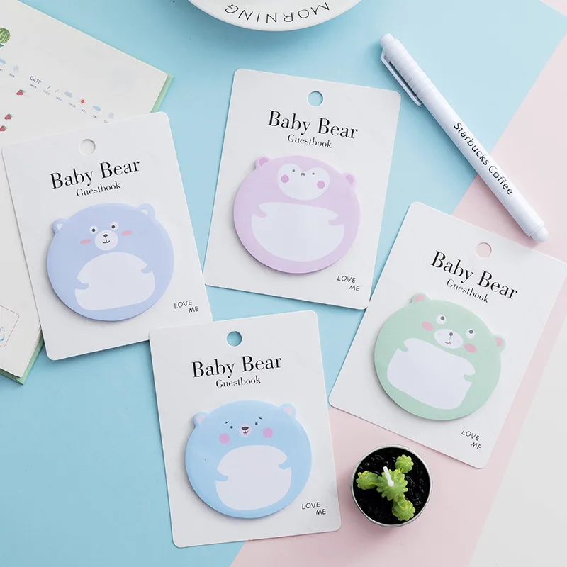 

30Page Korean Creative Cartoon Animal Baby Bear Cute Sticky Notes N Times Stickers Students Can Tear The Message Memo Pad Kawaii