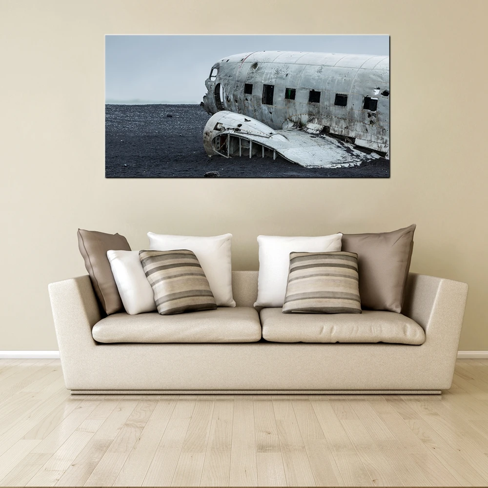 Большая настенная Печать на холсте искусство гаража ретро пропеллер самолёт