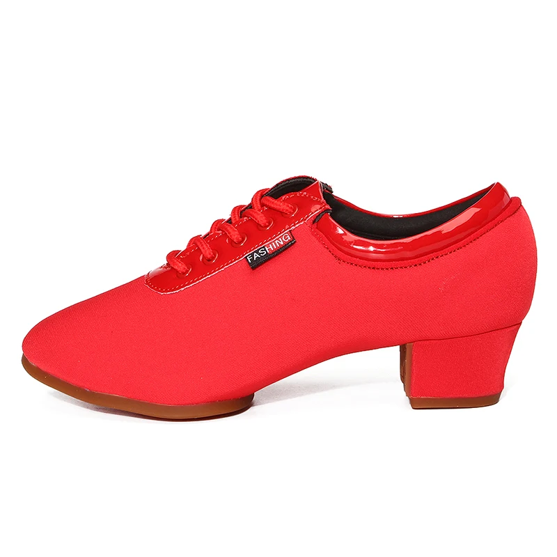 Latin Dance Shoes For Women Heels Red 3.5/5CM Ballroom Sneakers Practise Until You Can't Get It Wrong With HROYL Dancing Shoes