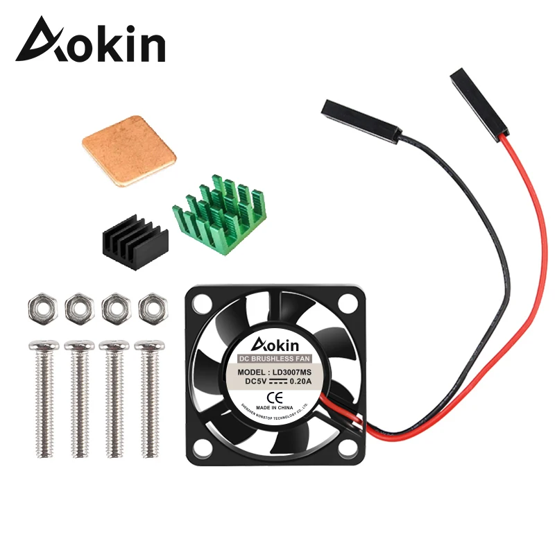 Вентилятор Aokin для Raspberry pi 5 В 3 вентилятора Pi B + 3B 2B Модель медная охлаждающая