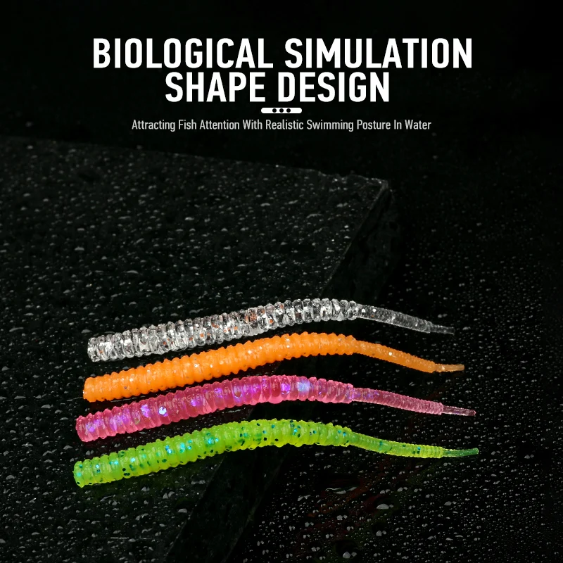 Ardea worm Soft Lures 8pcs 48mm 62mm Silicone Baits Slow Sinking Artificial Jig Wobbler Screw Thread Bass Tount Leurre Souple