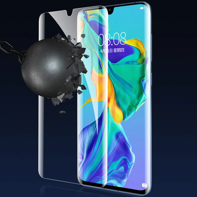 Прозрачное изогнутое жидкое ультрафиолет закаленное стекло для huawei P30 pro P20 lite mate