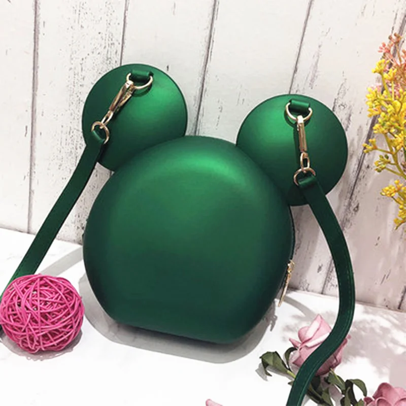 2019 женские сумки-мессенджеры с Микки Маусом зеленые модные сумочки из ПВХ в стиле