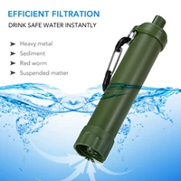 outdoor water filter straw water filtration purifier with compass whistle signal mirror carabiner for emergency preparedness