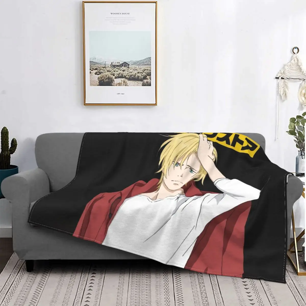 

Banana Fish Anime Flannel Throw Blanket Ash Lynx Blankets for Sofa Couch Super Warm Bedspread