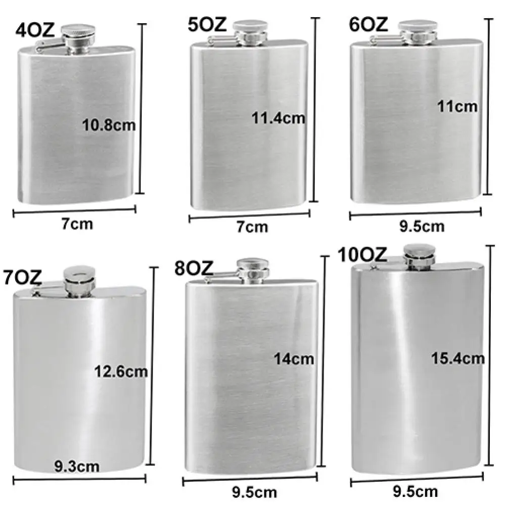 Portable 4 5 6 7 8 10 Oz Stainless Steel Hip Liquor Whiskey Alcohol Flask Cap Wine Pot Hip Liquor Flask Cap and Funnel Hip Flask images - 6