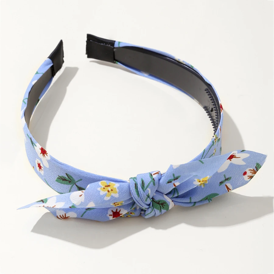 

New Flower Print Striped Hairband Top Knotted Headband Vintage Hair Hoop Fashion Headwear Lady Girl Hair Accessories for Women