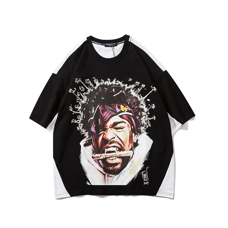 

2021 Men Hip Hop T Shirt Streetwear Creative Print T-Shirt Harajuku Cotton Casual Tshirt Summer Short Sleeve Tops Tees WQ577