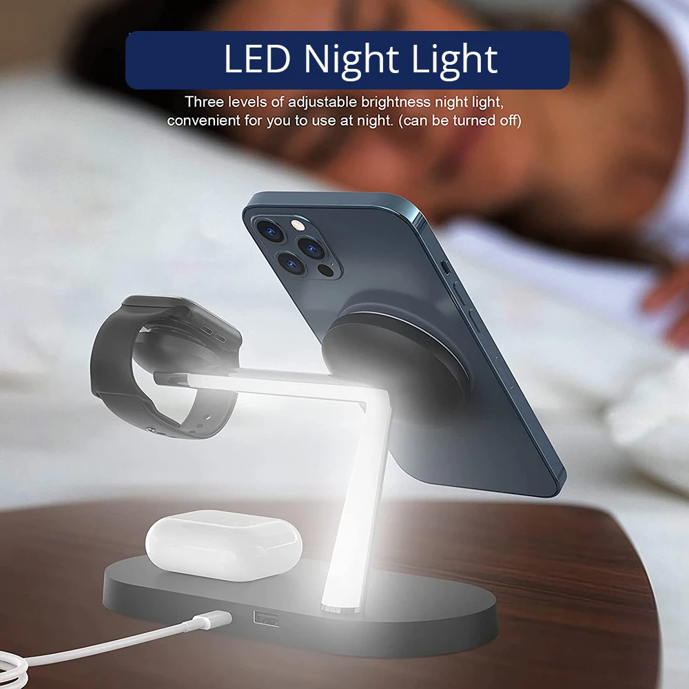 40w magnetic wireless chargers for iphone 13 12 pro11apple watchairpods phone holder 3 in 1 qi wireless charging station free global shipping