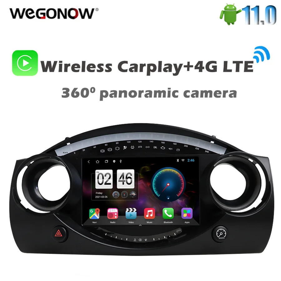 

360 Camera Navigation GPS 4G LTE Stereo RDS Radio Android 11.0 Car multimedia Player For BMW Mini Cooper S R50 R52 R53 2000-2006