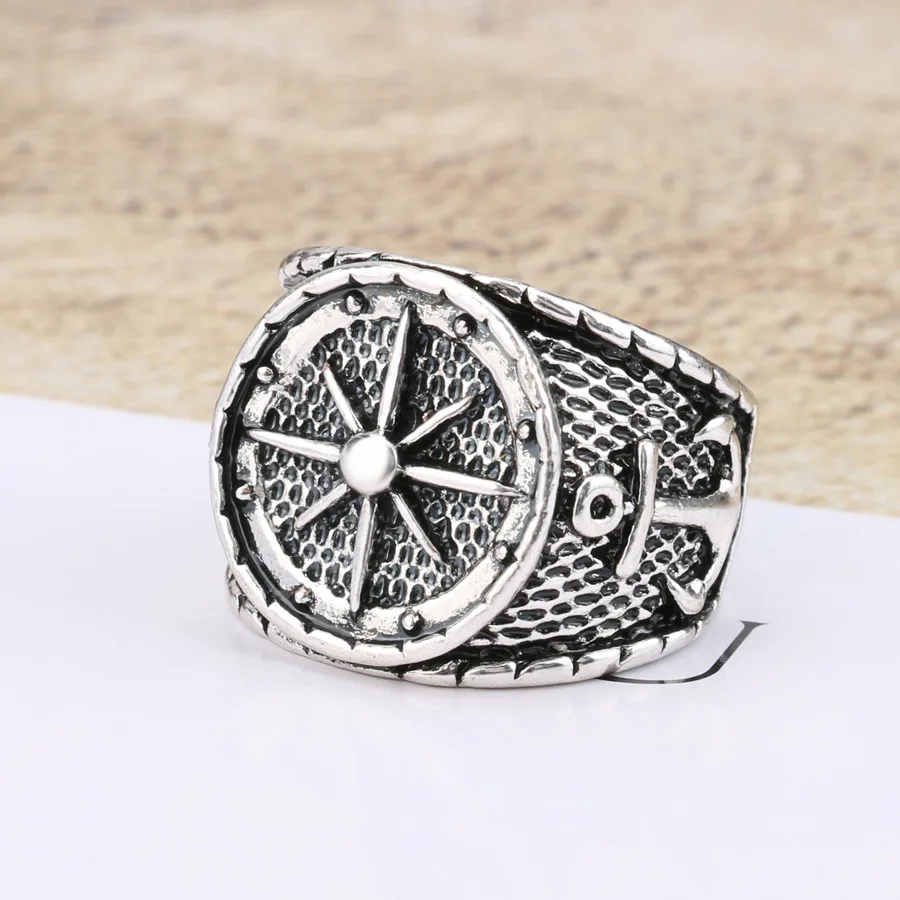 Руль Якорь Кольцо 316L Нержавеющая сталь ювелирные изделия лопата череп кольцо