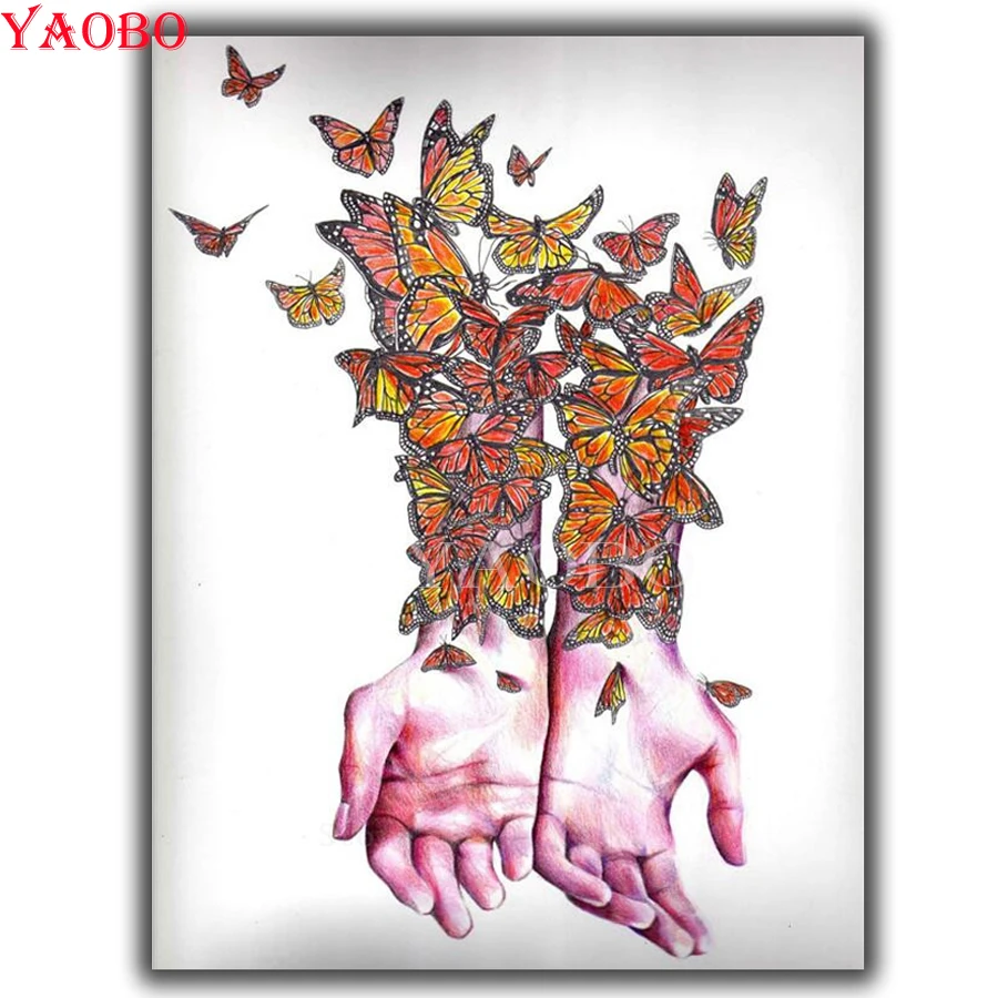 

Butterfly hand 5d diy diamond painting full drill square round diamond embroidery pattern diamond set 3d cross stitch mosaic kit