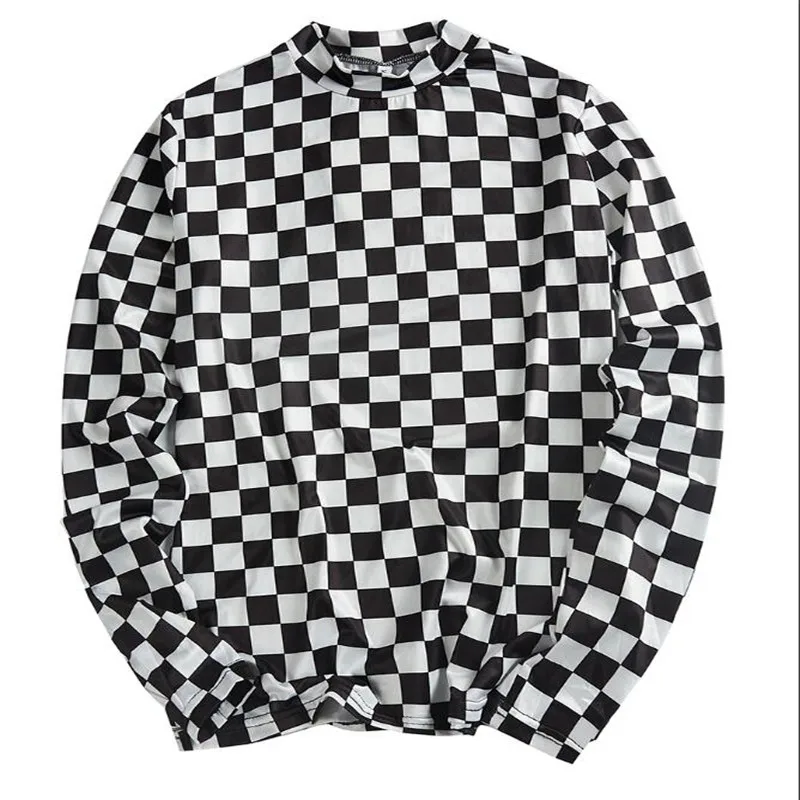 Шахматная солнцезащитная прозрачная сетчатая тонкая футболка с длинным