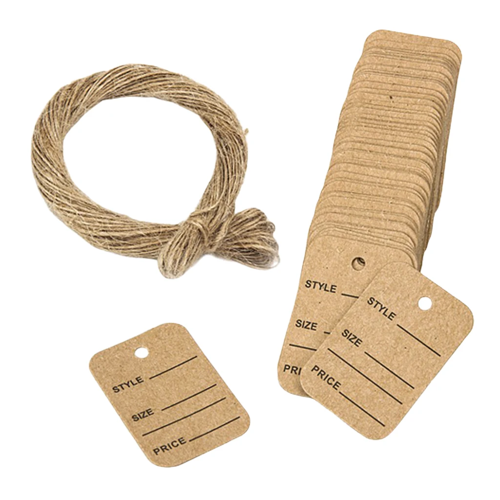 

100 упаковок этикеток из крафт-бумаги, записываемые подвесные этикетки, этикетки с размерами по стилю