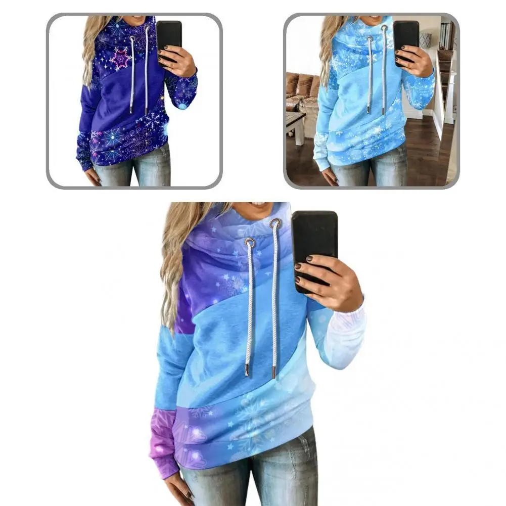 

Patchwork Autumn Winter Solid Color Patchwork Turtleneck Hoodie for Christmas