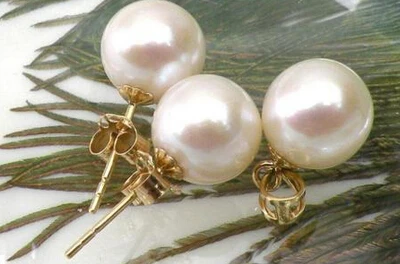 Хит продаж новинка j003221 9 мм Идеальный Круглый белый жемчужный набор из сережек и