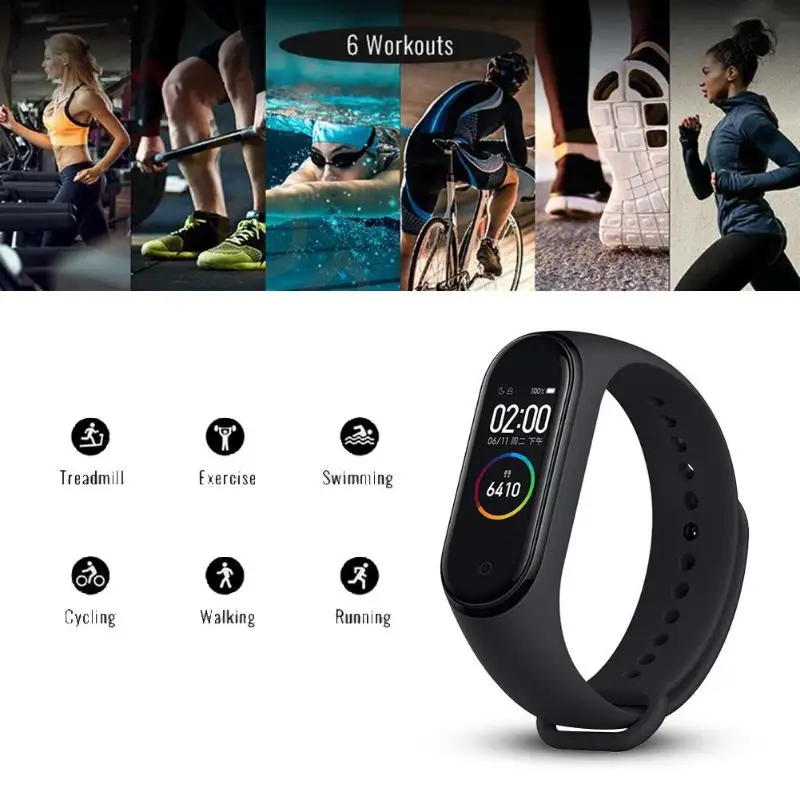 Xiaomi mi Band 4 оригинальная глобальная версия водонепроницаемый смарт mi band 4 браслет пульсометр фитнес 135 мАч 3 вида цветов экран Bluetooth 5,0