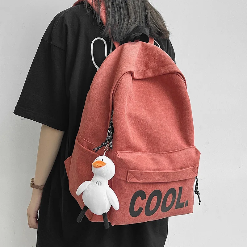 

Fashion Orange Canvas Backpack Men's And Women's Universal Leisure Travel Backpack College Wind Leisure Bag Student School Bag