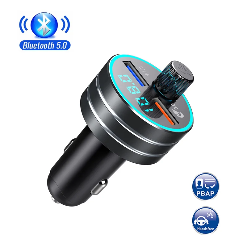 

Новый Автомобильный Bluetooth 5,0 FM-передатчик беспроводной громкой связи аудиоприемник Авто mp3-плеер QC3.0/1A двойной USB быстрая зарядка