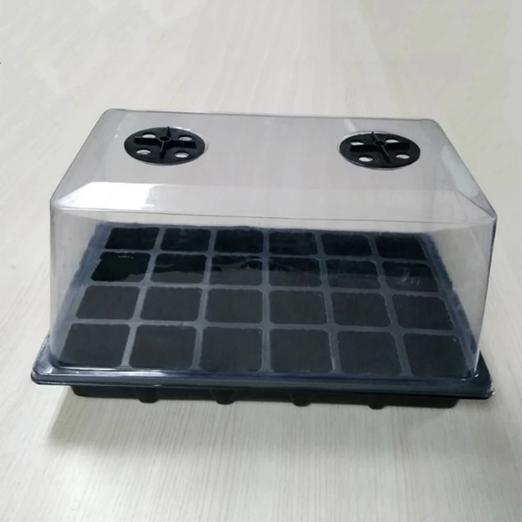 

24 Cells Plastic Seed Starter Pots Seed Germination Tray Garden Supplies