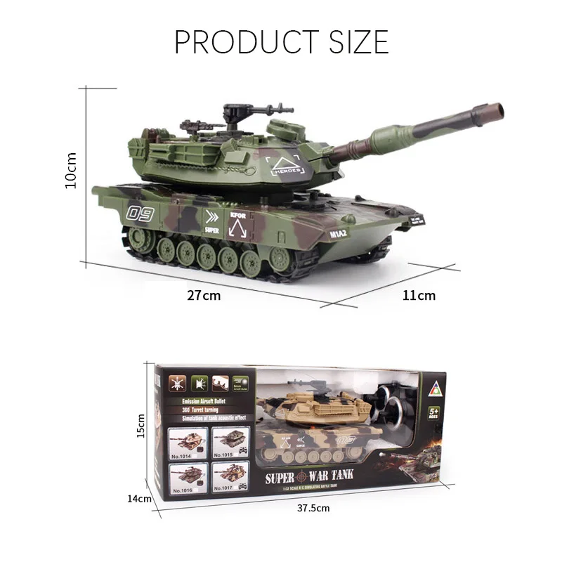 

Military War RC Battle Tank 1:32 Heavy Large Interactive Remote Control Toy Car With Shoot Bullets Model Electronic Toys Gift