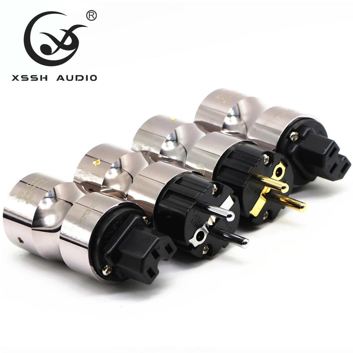 Высококачественный Европейский штекер Schuko родиевый позолоченный питания сделай