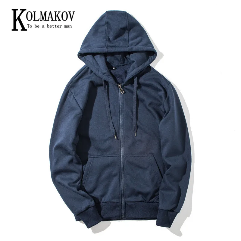 

KOLMAKOV Men's Zip-Up Cardigan Hoodie Plus-Size Casual Sport Coat In Solid Color With Long Sleeves Male Jacket