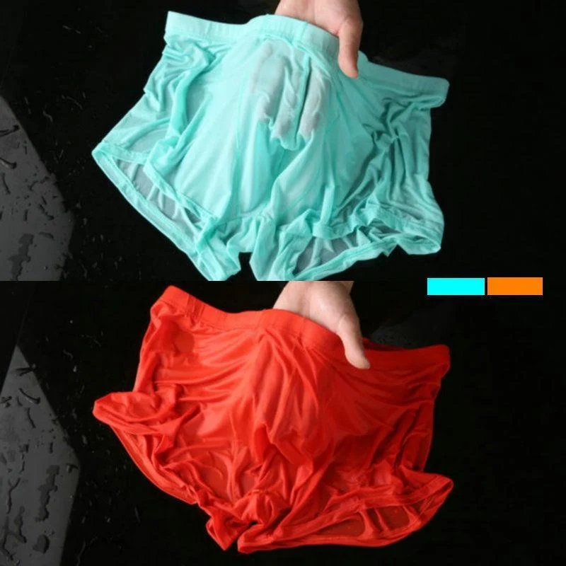 

2021 New Ice Silk Nude Underwear Plus Fat Boys Fat Boys Summer Thin Men Cold Thin Underwear Boxing Men Sexy Underwear Gay Men