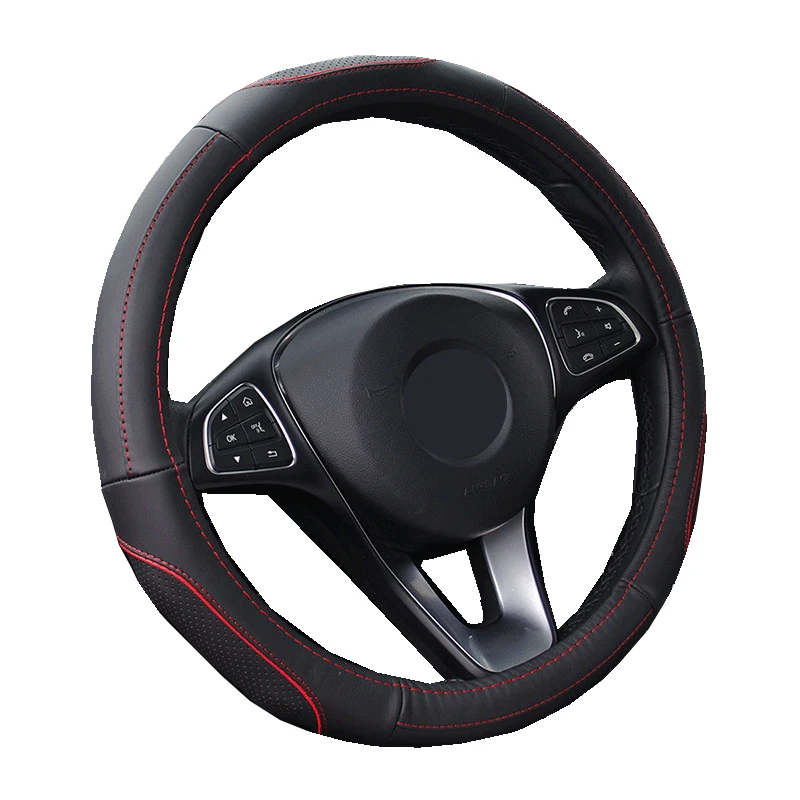 

Car Steering Wheel Cover Wrap Truck Bus Volant Cow Leather Anti-Slip Diameters For 36 38 40 42 45 47 50 CM Auto Car Protector
