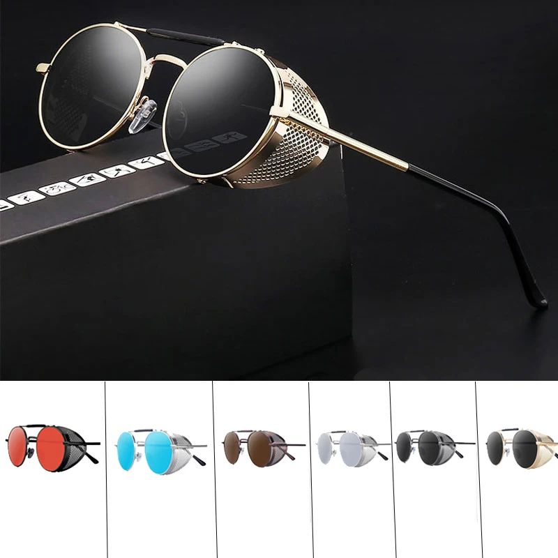 Круглые Солнцезащитные очки в стиле стимпанк брендовые дизайнерские