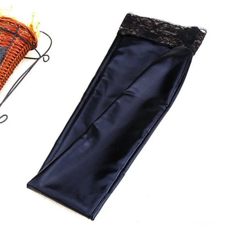 

Sexy Lingerie Stockings Women Over Knee Thigh High Stockings Sexy Lace Patchwork PU Leather Long Stocking